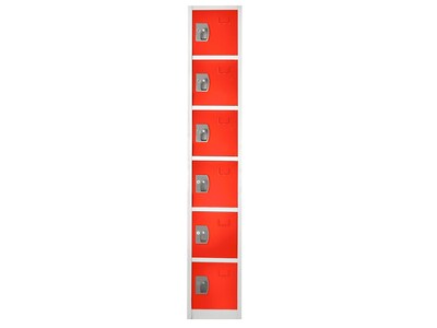 AdirOffice 72 D 6-Compartment Steel Tier Key Lock Red Storage Locker, 4/Pack (629-206-RED-4PK)