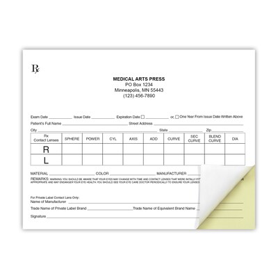 Contact Lens RX Pads, 2-Part Carbonless, 10 Pads per Pack