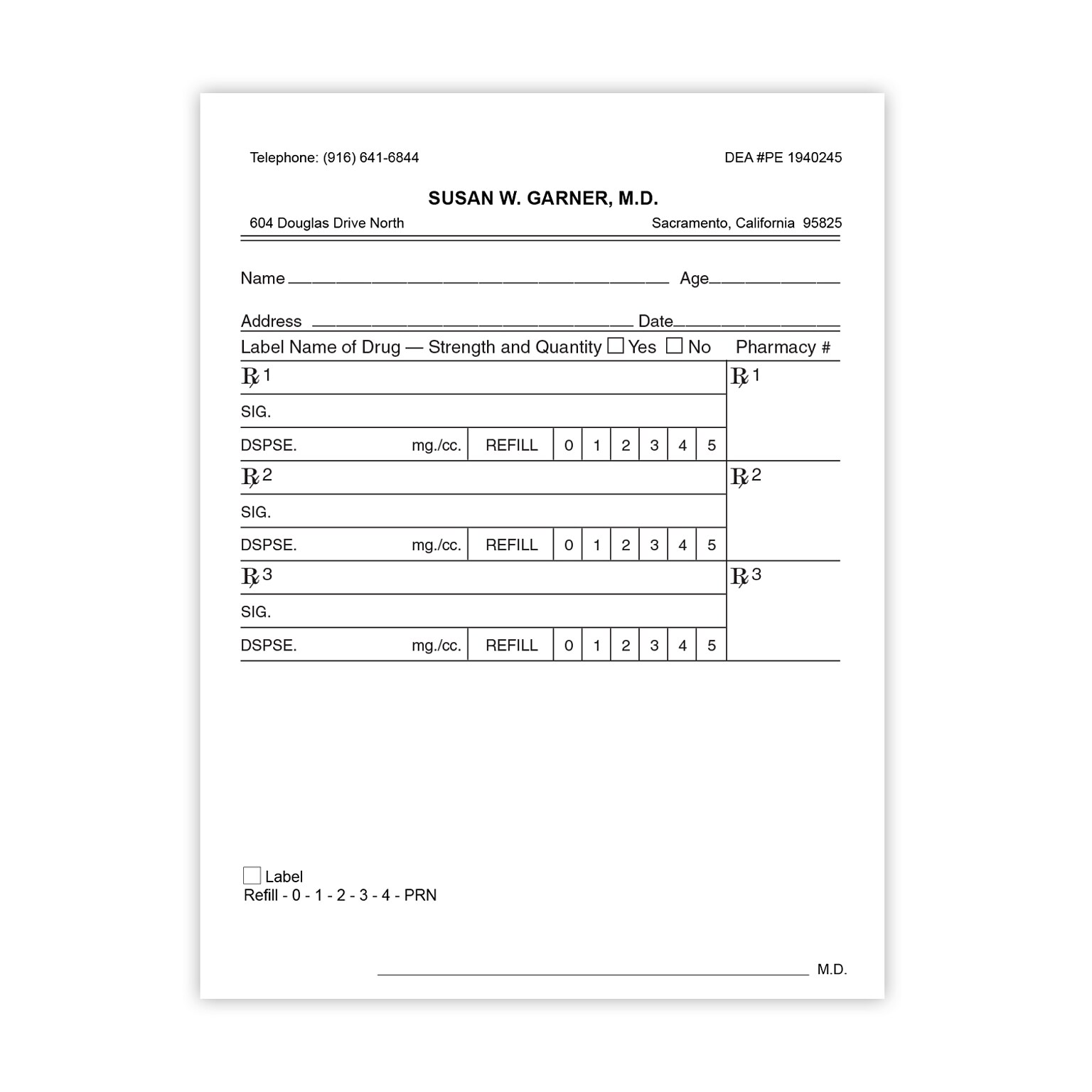 Multiple Medication Vertical RX Pads, Single Copy, 50 Pads per Pack