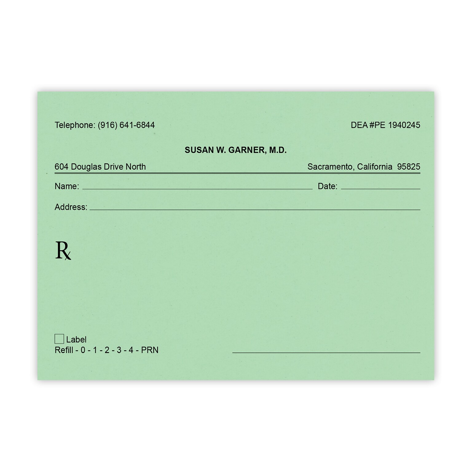 Horizontal RX Pads, Single Copy, Green Paper, 10 Pads per Pack