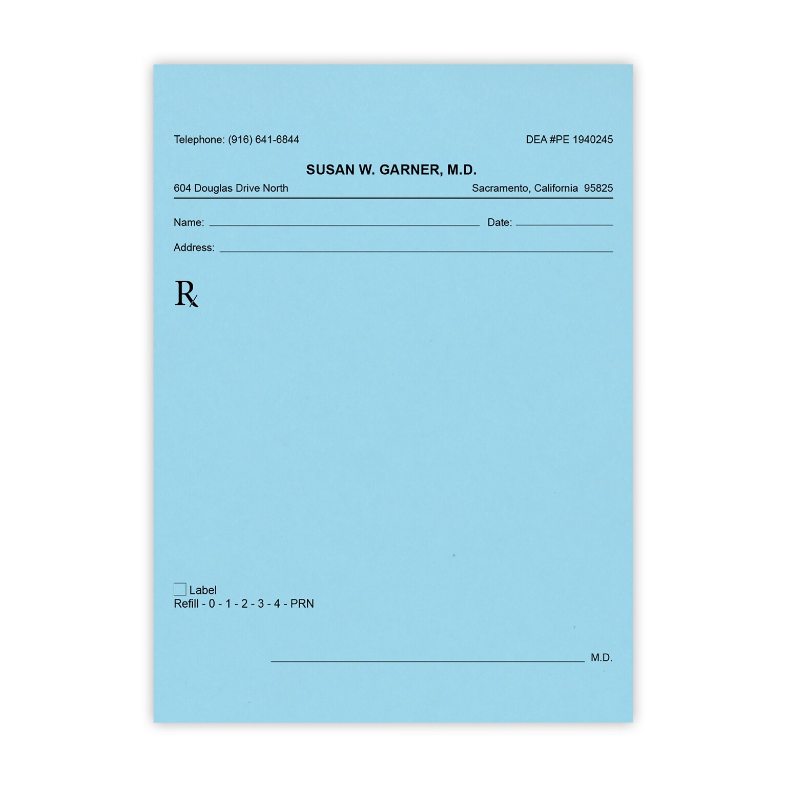 Vertical RX Pads, Single Copy, Blue Paper, 50 Pads per Pack