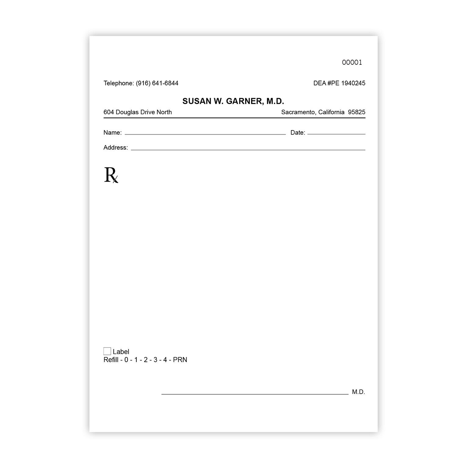 Numbered Vertical RX Pads, Single Copy, White Paper, 10 Pads per Pack