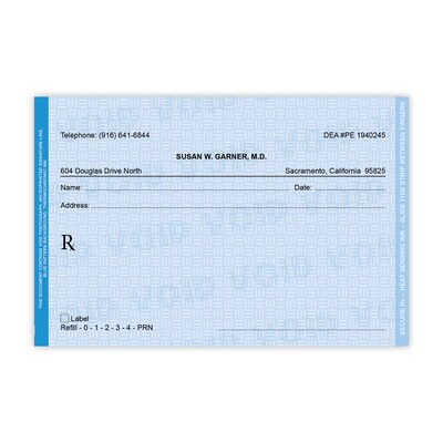 Tear-Off Horizontal Alter-Proof RX Pads, Single Copy, 50 Pads per Pack