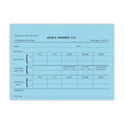 Optical RX Pads, Single Copy, Blue Paper, 10 Pads per Pack