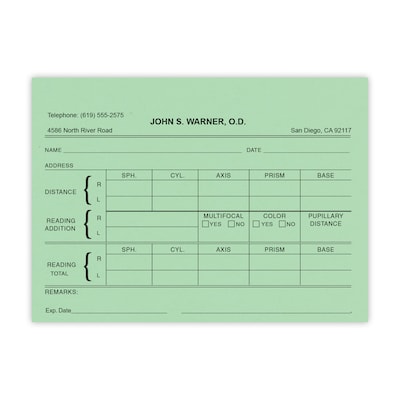 Optical RX Pads, Single Copy, Green Paper, 10 Pads per Pack