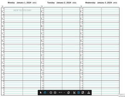 2024 Medical Arts Press® 8 1/2" x 11" 2 Column Weekly Appointment Log, Blue (3109824)