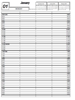 2024 Medical Arts Press® 8 1/2" x 11" 4 Column Daily Appointment Log, Black (3111524)