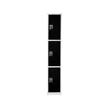 AdirOffice 72 3-Tier Key Lock Black Steel Storage Locker, 4/Pack (629-203-BLK-4PK)