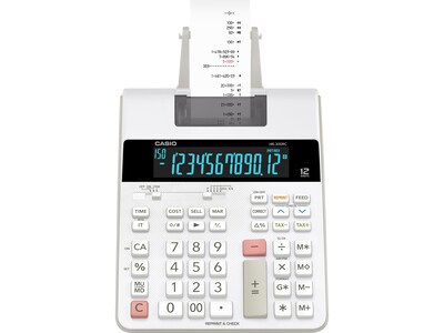 Casio (HR-300RC) 12-Digit Printing Calculator, White