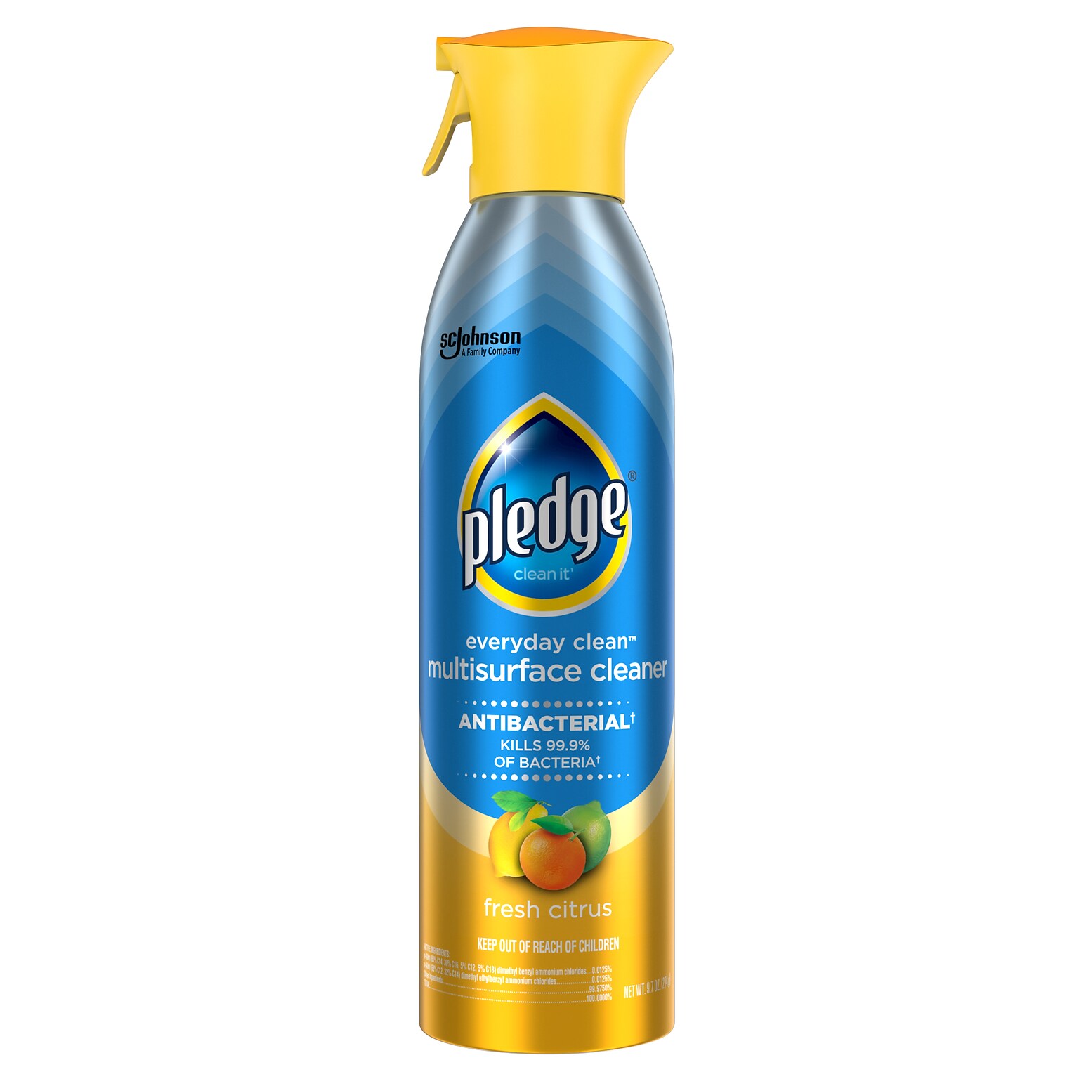 Pledge Clean It Antibacterial All-Purpose Cleaner, Fresh Citrus, 9.7 Oz. (652989)