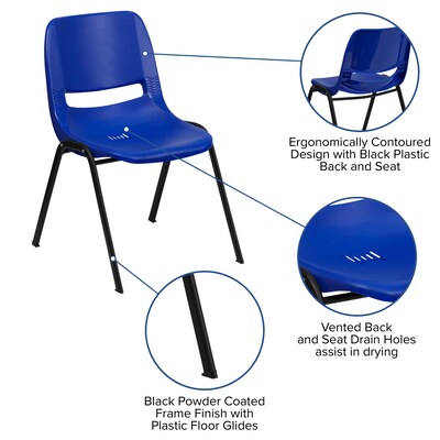 Flash Furniture HERCULES Series Plastic Kid's Shell Stack Chair, Navy/Black, 5 Pack (5RUT14NVYBK)