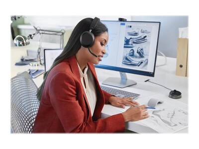 Jabra Evolve2 75 Active Noise Canceling Bluetooth Stereo On Ear Mobile Headset, USB-A, Black (27599-989-989)