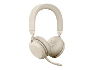 jabra Evolve2 75 Wireless Noise Canceling Bluetooth Stereo Mobile On Ear Headset, USB-C, MS Certified, Beige (27599-999-898)