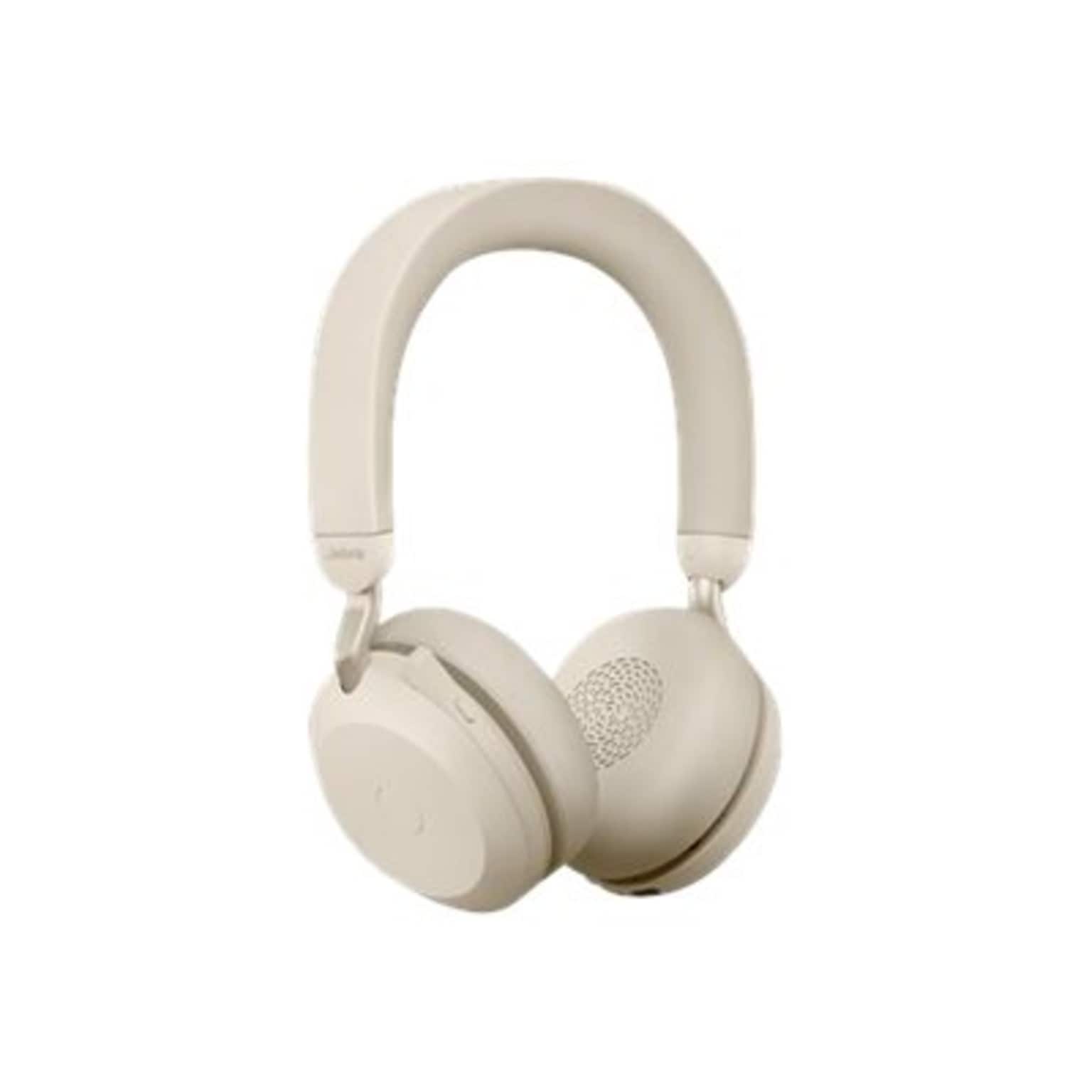 Jabra Evolve2 75 Active Noise Canceling Bluetooth Stereo On Ear Mobile Headset, USB-A, Beige (27599-989-998)