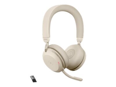 jabra Evolve2 75 Wireless Noise Canceling Bluetooth Stereo Mobile On Ear Headset, USB-A, Beige (2759