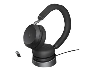 jabra Evolve2 75 Wireless Noise Canceling Bluetooth Stereo Mobile On Ear Headset, USB-A, Black (27599-999-989)