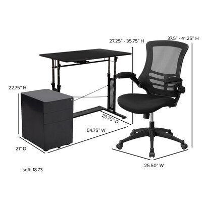 Flash Furniture 39" Desk Office Bundle Set, Black (BLNNAN21CPX5LBK)