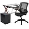 Flash Furniture 36 Glass Desk Office Bundle Set, Black (BLNNAN28CHPX5BK)