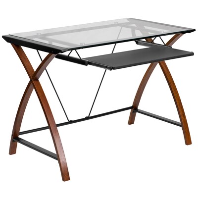 Flash Furniture 36" Glass Desk Office Bundle Set, Black (BLNNAN28CHPX5BK)