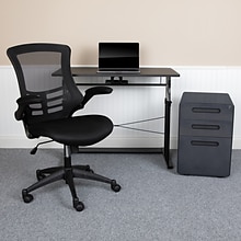 Flash Furniture 39 Desk Office Bundle Set, Black (BLNNAN21APX5LBK)