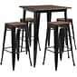 Flash Furniture Metal/Wood Restaurant Bar Table Set, 42"H, Black (CHWDTBCH20)