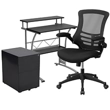 Flash Furniture 28 Desk Office Bundle Set, Black (BLNCLIFCHPX5BK)