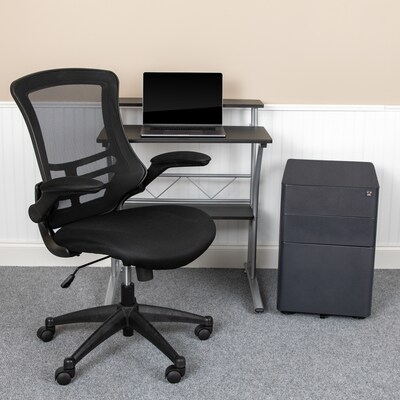 Flash Furniture 28 Desk Office Bundle Set, Black (BLNCLIFCHPX5BK)
