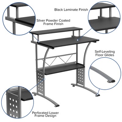 Flash Furniture 28" Desk Office Bundle Set, Black (BLNCLIFCHPX5BK)