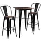 Flash Furniture Metal/Wood Restaurant Bar Table Set, 42"H, Black (CHWDTBCH16)