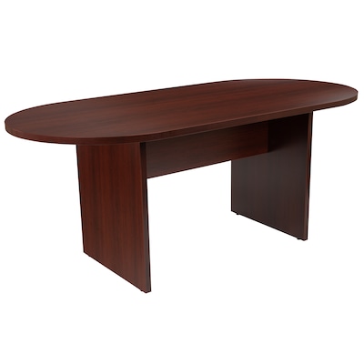 Flash Furniture 72" Oval 5-Piece Conference Table Set, Mahogany (BLN6GCMHG595MBK)