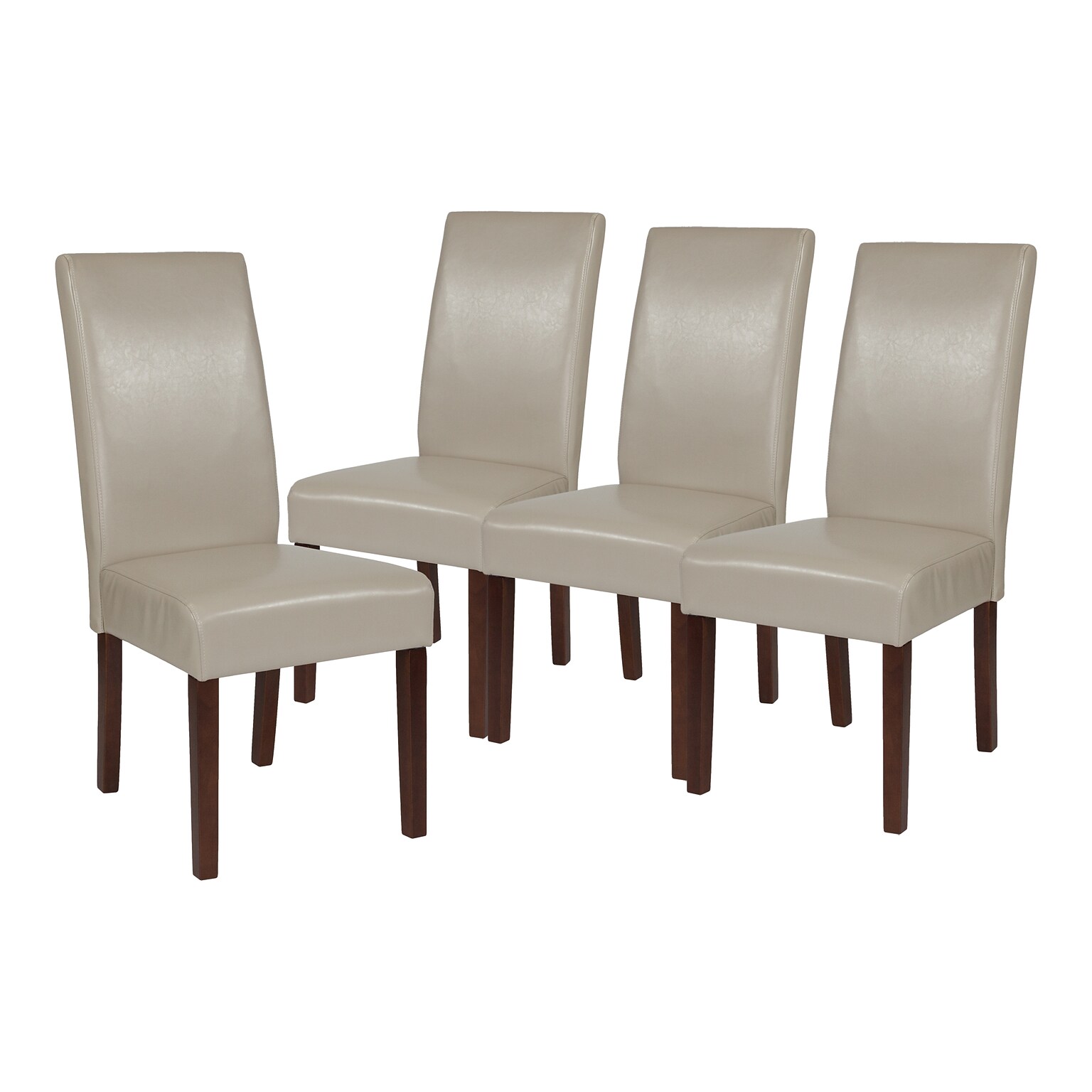 Flash Furniture Greenwich Series Midcentury LeatherSoft Parsons Dining Chair, Beige, 4/Pack (4QYA379061BGL)