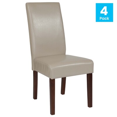 Flash Furniture Greenwich Series Midcentury LeatherSoft Parsons Dining Chair, Beige, 4/Pack (4QYA379061BGL)