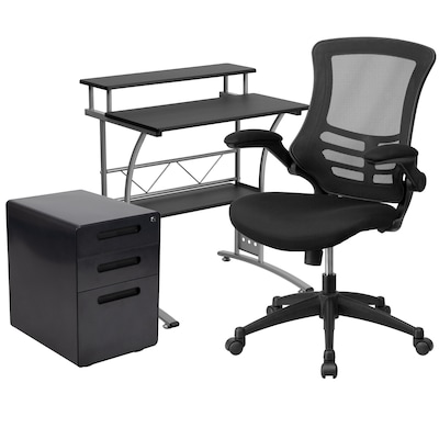 Flash Furniture 28 Desk Office Bundle Set, Black (BLNCLIFAPPX5BK)