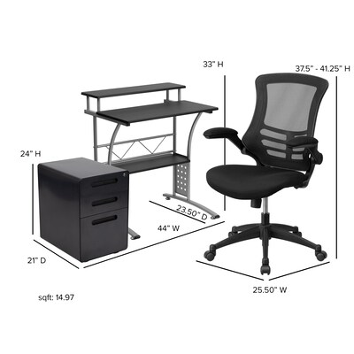 Flash Furniture 28" Desk Office Bundle Set, Black (BLNCLIFAPPX5BK)