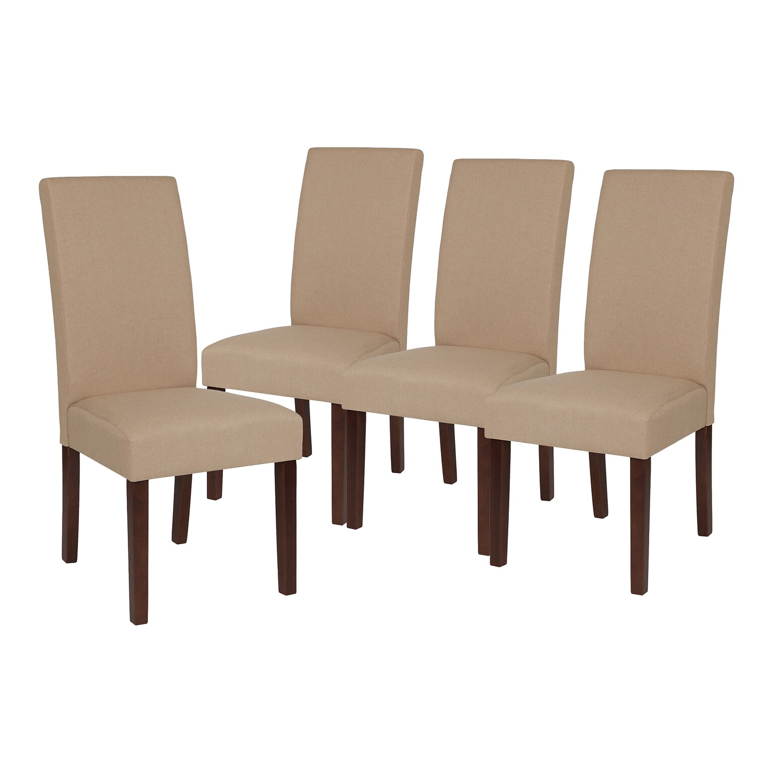 Flash Furniture Greenwich Series Midcentury Fabric Parsons Dining Chair, Beige, 4 Pack (4QYA379061BGE)