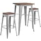 Flash Furniture Metal/Wood Restaurant Bar Table Set, 42"H, Silver (CHWDTBCH3)