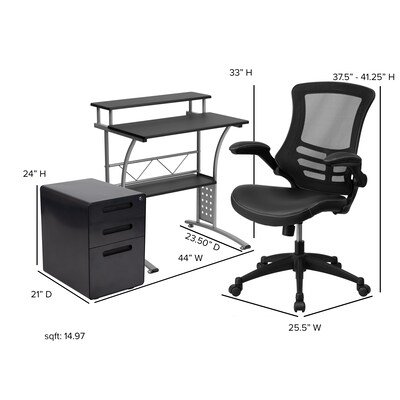 Flash Furniture 28" Desk Office Bundle Set, Black (BLNCLIFAPX5LBK)