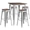 Flash Furniture Metal/Wood Restaurant Bar Table Set, 42H, Silver (CHWDTBCH6)