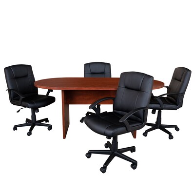 Flash Furniture 72 Oval 5-Piece Conference Table Set, Cherry (BLN6GCCHRX000BK)