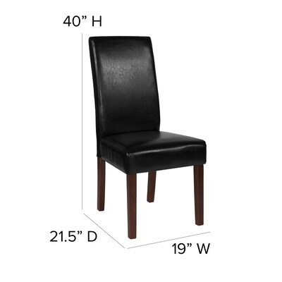 Flash Furniture Greenwich Series Midcentury LeatherSoft Parsons Dining Chair, Black, 4/Pack (4QYA379061BKL)