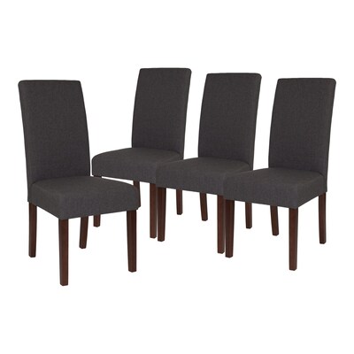Flash Furniture Greenwich Series Midcentury Fabric Parsons Dining Chair, Gray, 4 Pack (4QYA379061GY)