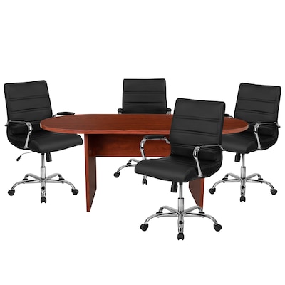 Flash Furniture 72" Oval 5-Piece Conference Table Set, Cherry (BLN6GCCHR2286BK)