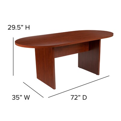 Flash Furniture 72" Oval 5-Piece Conference Table Set, Cherry (BLN6GCCHR2286BK)