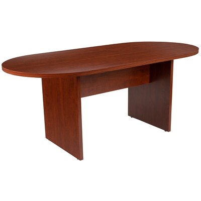 Flash Furniture 72" Oval 5-Piece Conference Table Set, Cherry (BLN6GCCHR2286BK)