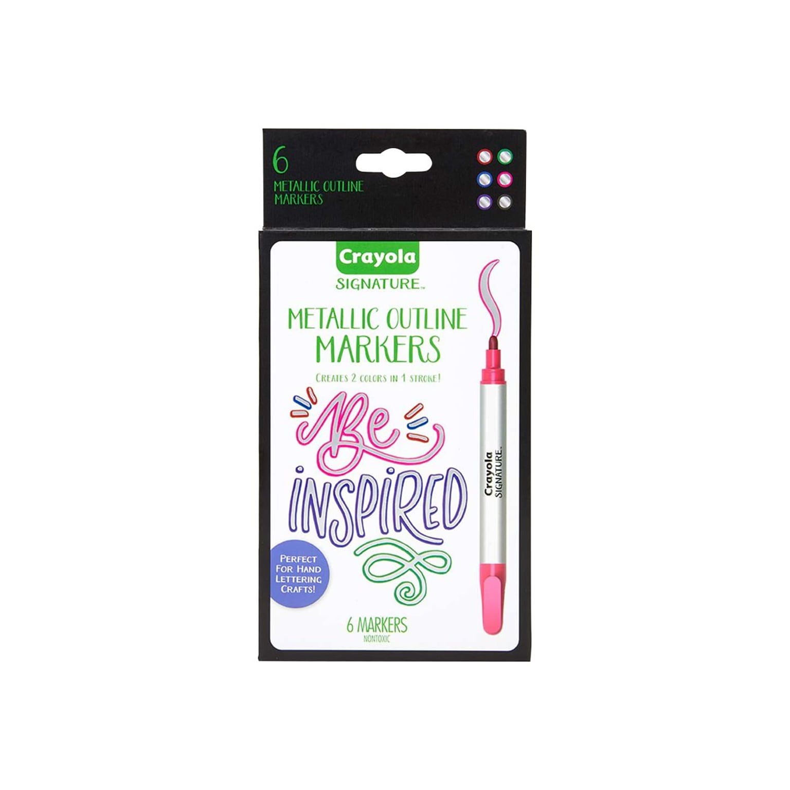 Crayola Signature Paint Markers, Outline, Assorted Colors, 6/Pack (58-6701)
