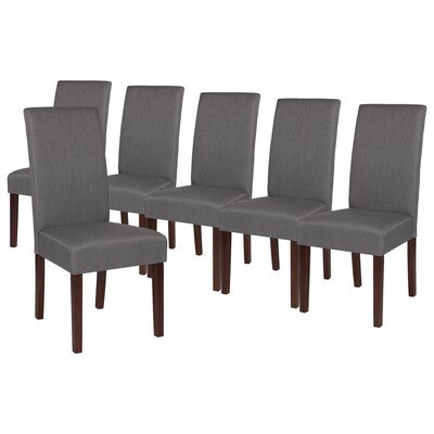 Flash Furniture Greenwich Series Midcentury Fabric Parsons Dining Chair, Light Gray, 6 Pack (6QYA379061LGY)