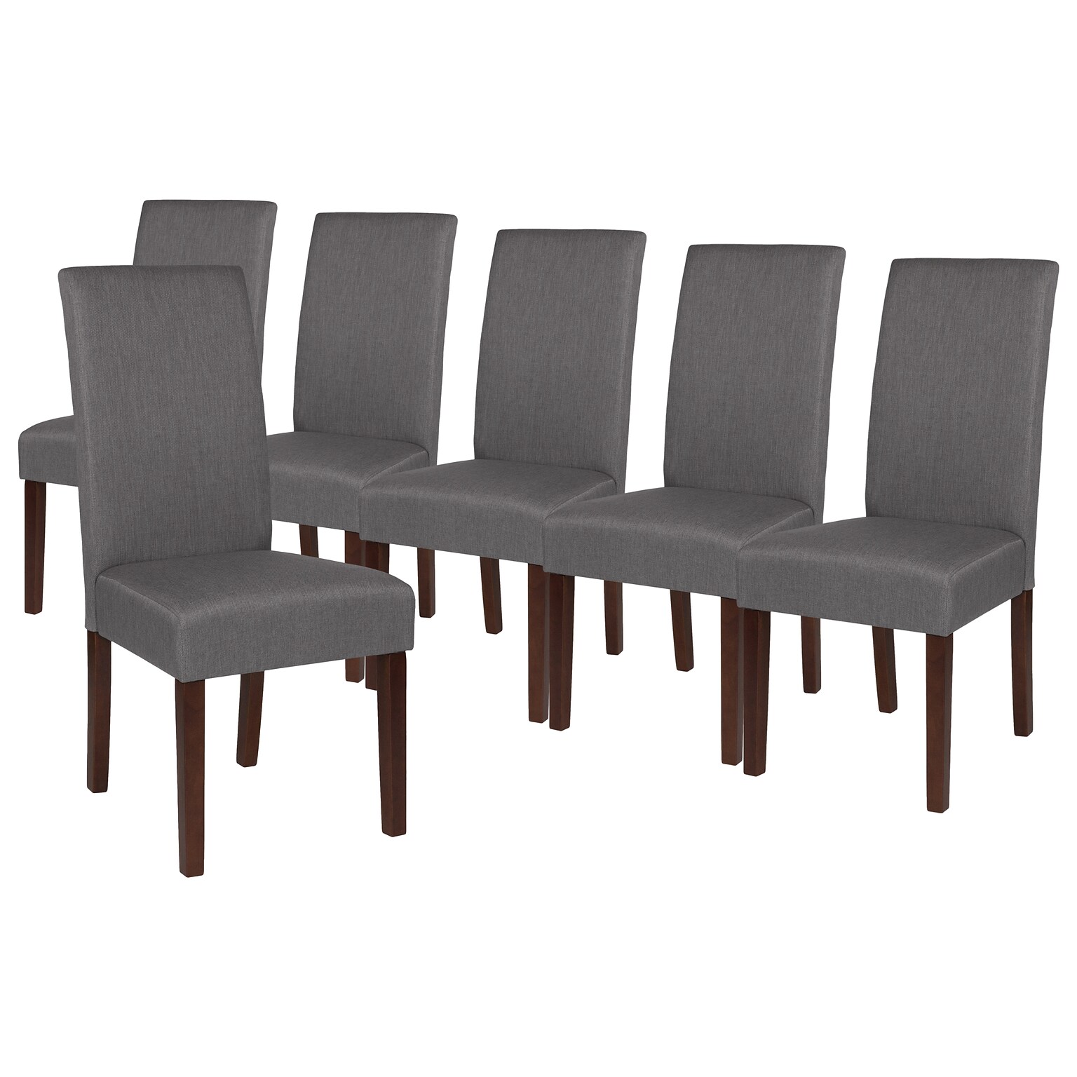 Flash Furniture Greenwich Series Midcentury Fabric Parsons Dining Chair, Light Gray, 6 Pack (6QYA379061LGY)
