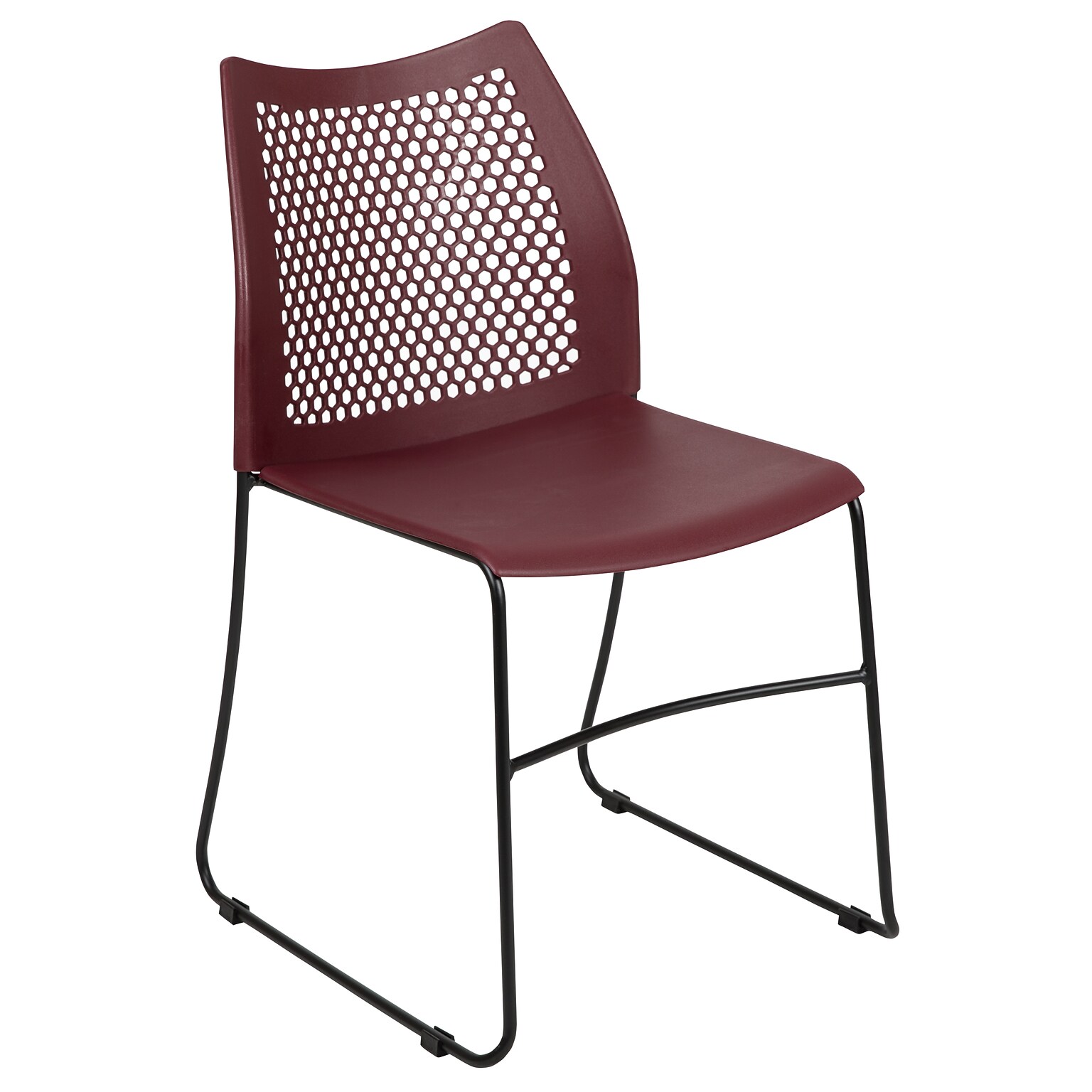 Flash Furniture HERCULES Plastic Stacking Chair, Burgundy/Black (RUT498ABY)