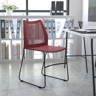 Flash Furniture HERCULES Plastic Stacking Chair, Burgundy/Black (RUT498ABY)