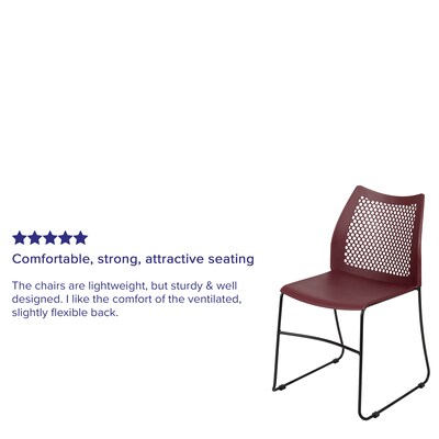 Flash Furniture HERCULES Plastic Stacking Chair, Burgundy/Black (RUT498ABY)